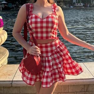 Sugar Thrillz Red and White Gingham Top